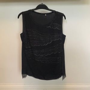 Elie Tahari Black Tank Blouse with Beading